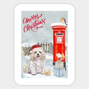 Maltese Dog Merry Christmas Santa Dog Sticker